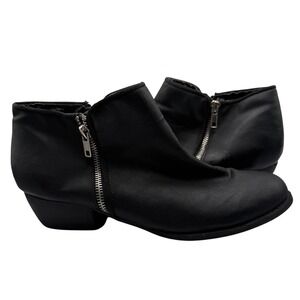 UnionBay Women Size 11M Black Faux Leather Side Zip Low Wedge Heel Ankle Boots